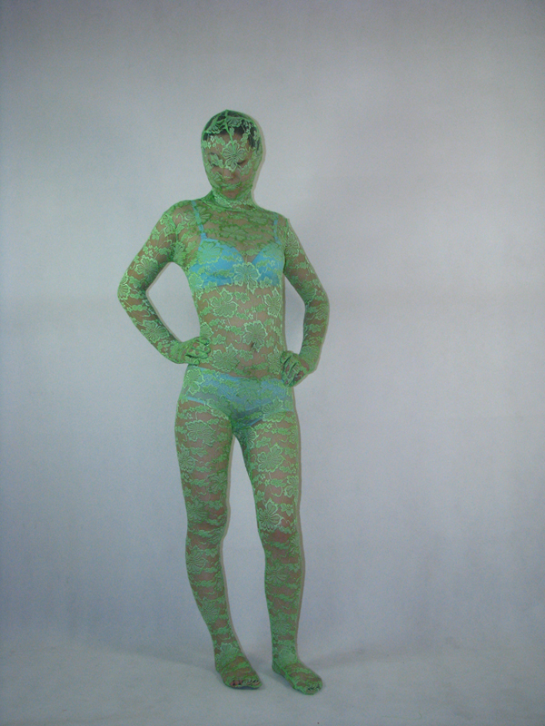 Green Sexy Lace Unisex Zentai Suit