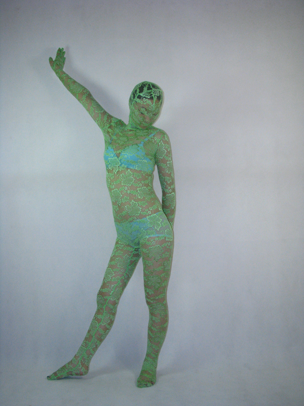 Green Sexy Lace Unisex Zentai Suit - Click Image to Close