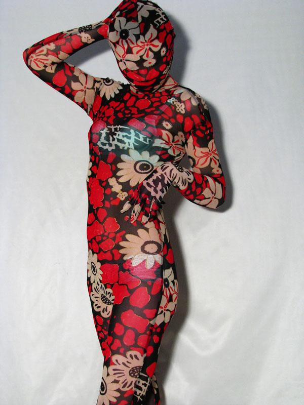 Sexy Unisex Velvet Flower Pattern Zentai Suit - Click Image to Close