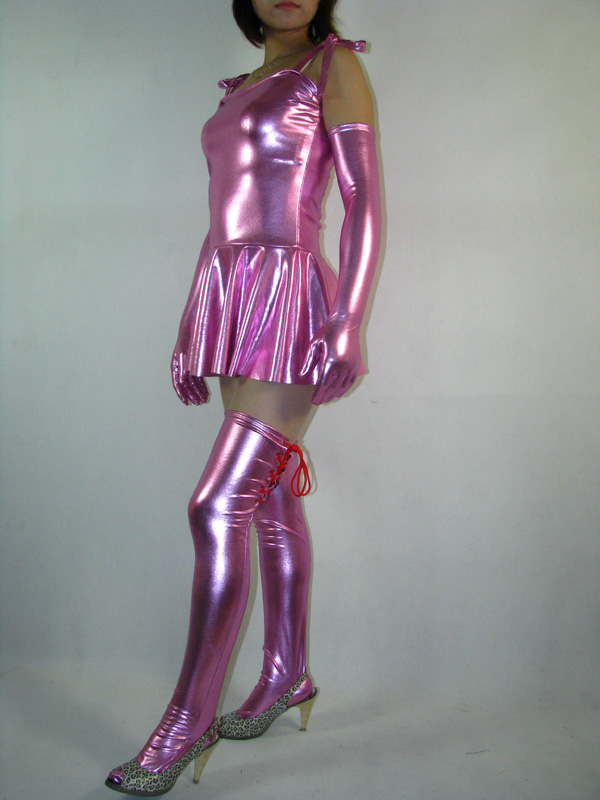 Sexy Pink Shiny Metallic Dress - Click Image to Close