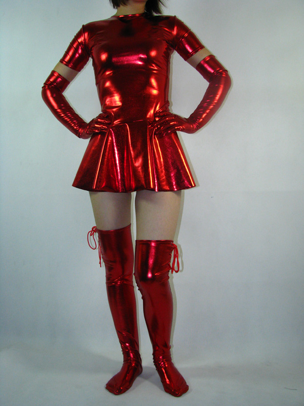 Sexy Red Shiny Metallic Dress - Click Image to Close