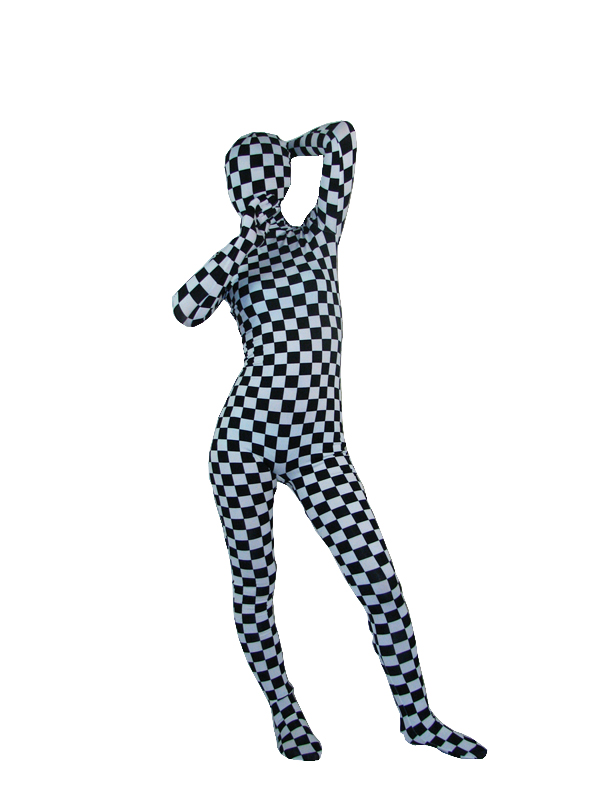 White And Black Lycra Spandex Full Bodysuit Zentai - Click Image to Close