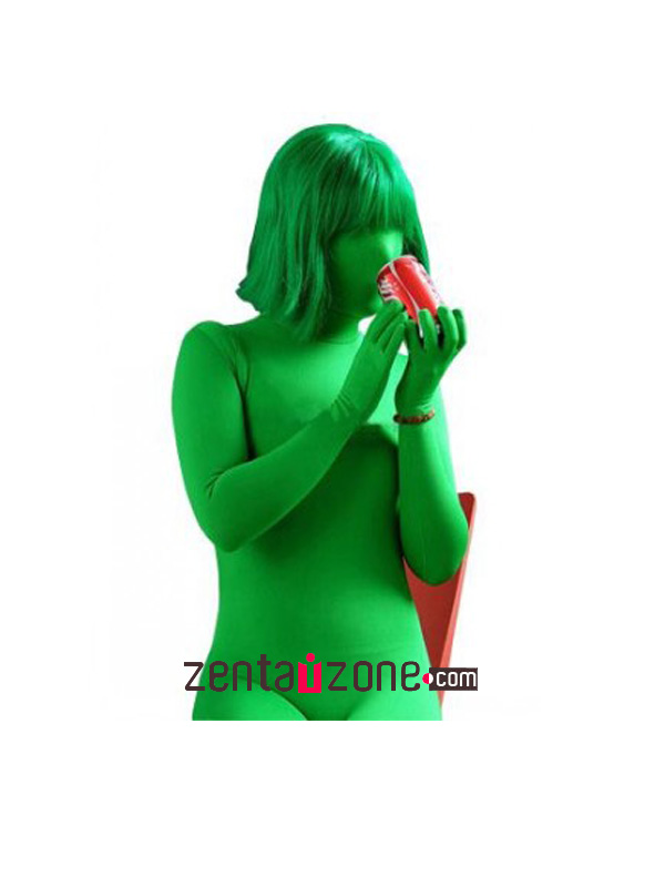 Green Modal Zentai Catsuit Full Body - Click Image to Close