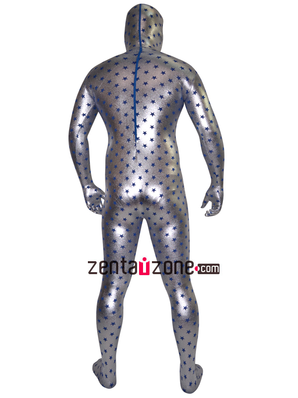 Silver Shiny Metallic Pattern Zentai Suit - Click Image to Close