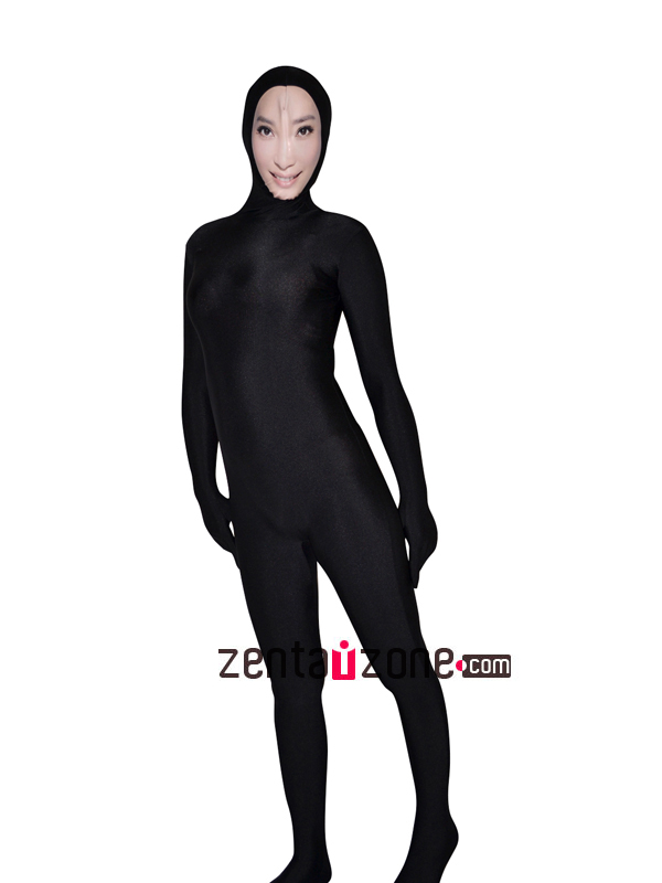 Face Zentai Black Lycra Zentai Suit With Sweet Girl Face - Click Image to Close