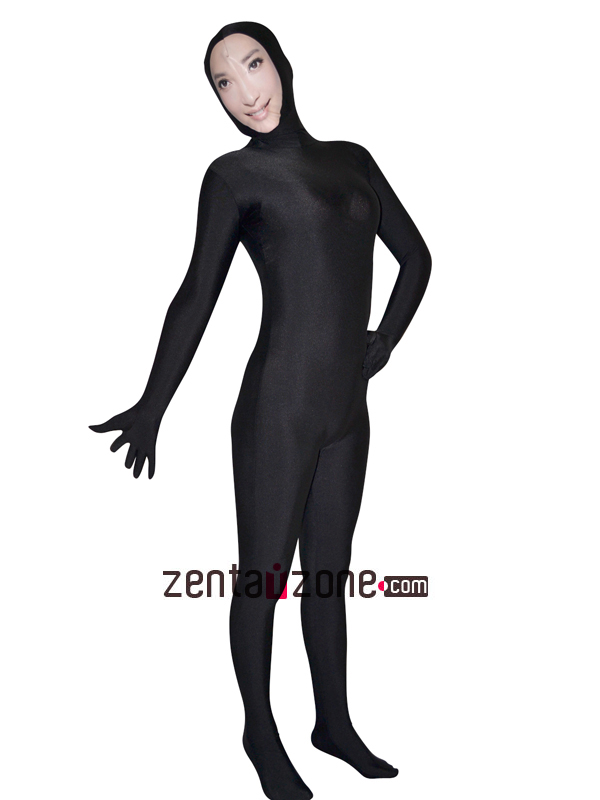 Face Zentai Black Lycra Zentai Suit With Sweet Girl Face - Click Image to Close