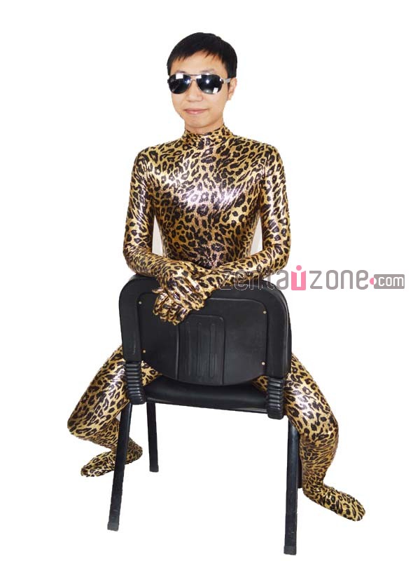 Shiny Leopard Zentai Catsuit - Click Image to Close