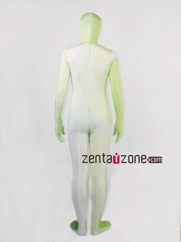 Green Gradual Change Color Lycra Zentai With Black Eyes - Click Image to Close