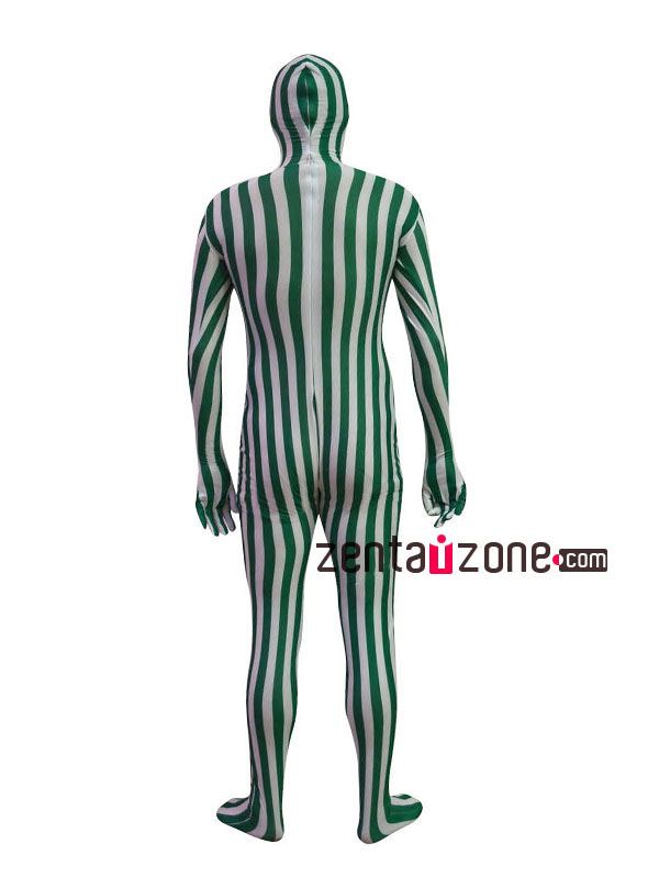 Green And White Lycra Camouflage Full Bodysuit - Click Image to Close