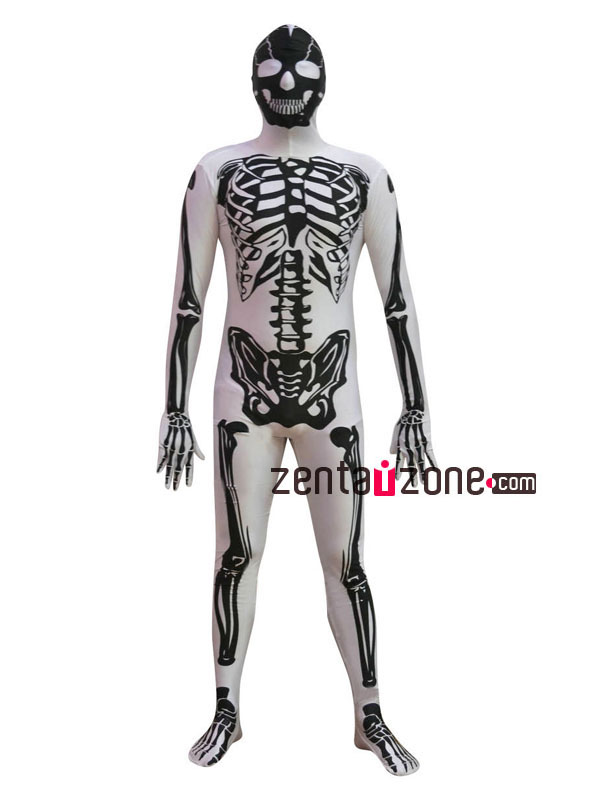 Spandex Lycra Skeleton Halloween Zentai Suit - Click Image to Close