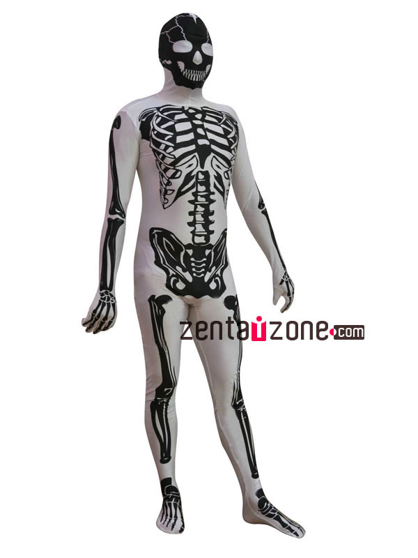 Spandex Lycra Skeleton Halloween Zentai Suit - Click Image to Close