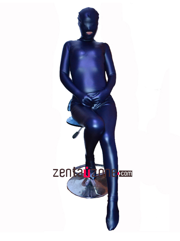 2014 Open Mouth Dark Blue Pu Metallic Full Body Suit - Click Image to Close
