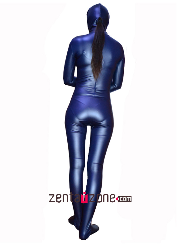 2014 Open Mouth Dark Blue Pu Metallic Full Body Suit - Click Image to Close