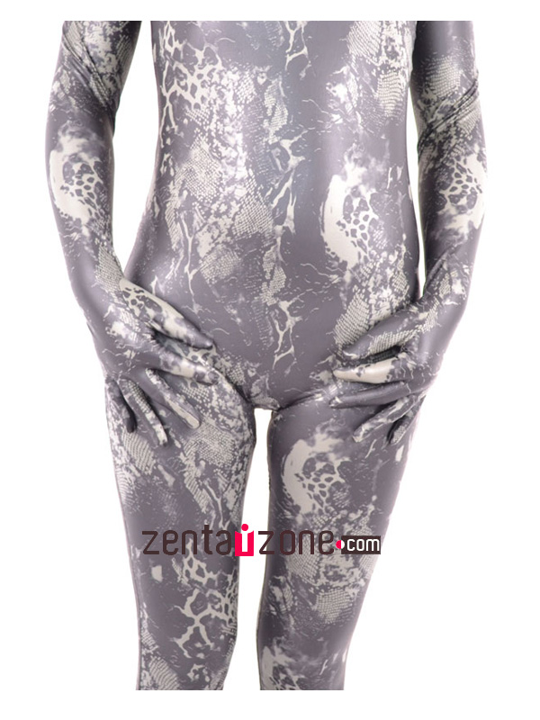 2014 Flower Pattern PU Metallic Zentai Catsuit - Click Image to Close