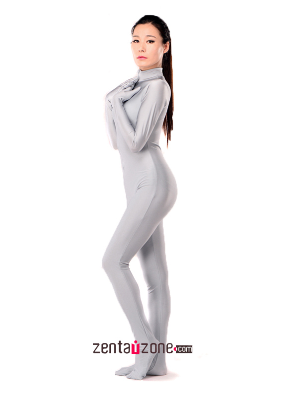 Silver Grey Spandex Lycra Catsuit - Click Image to Close