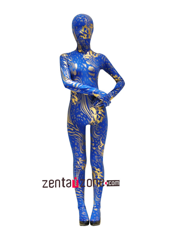 Fashion Lycra Spandex Zentai With Flower Metallic Pattern - Click Image to Close