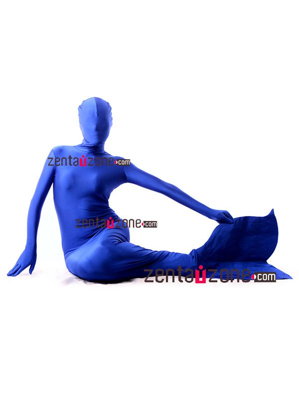 Blue Spandex Lycra Mermaid Zentai Bodysuit - Click Image to Close