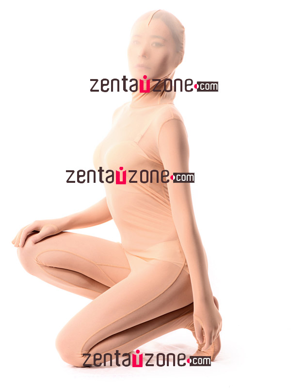 Skin Color Silk Lace Transparent Leotard Zentai - Click Image to Close