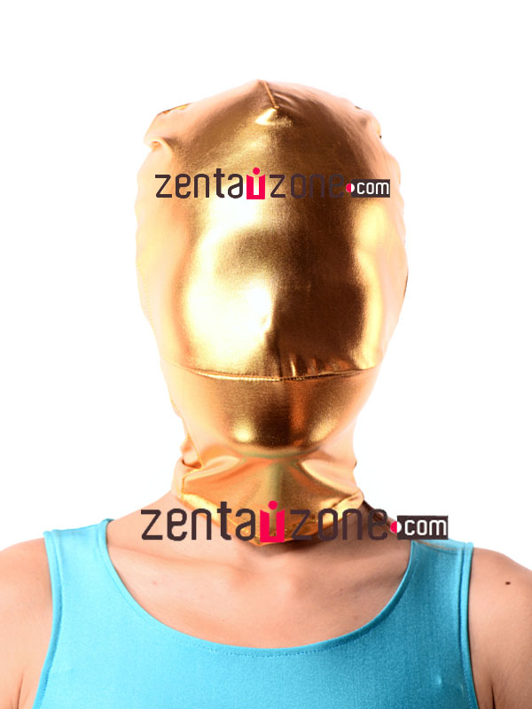 Golden Shiny Metallic Zentai Hood - Click Image to Close