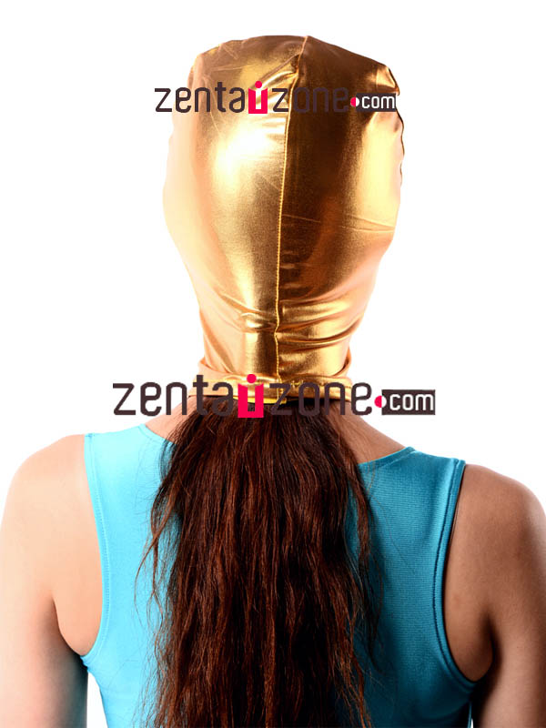 Golden Shiny Metallic Zentai Hood - Click Image to Close