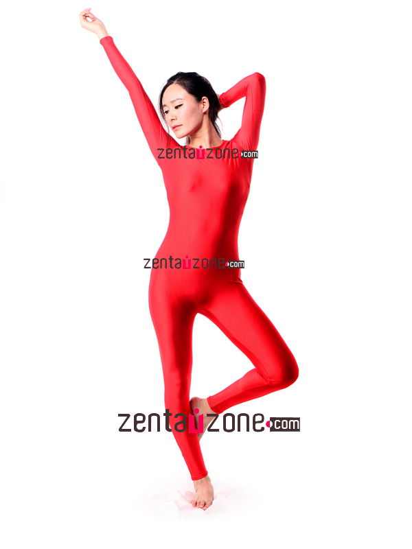 Red Spandex Lycra Catsuit Jumpsuit - Click Image to Close