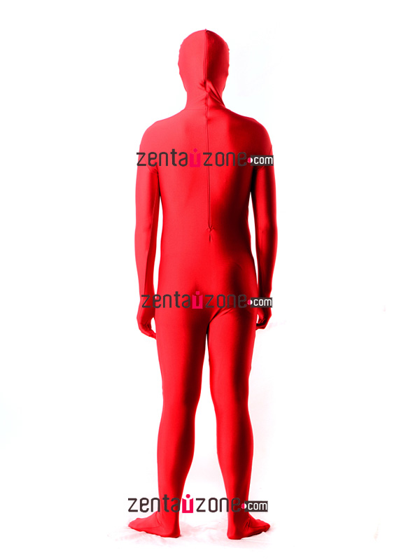 Red Lycra Full Bodysuit With Open Face - Click Image to Close