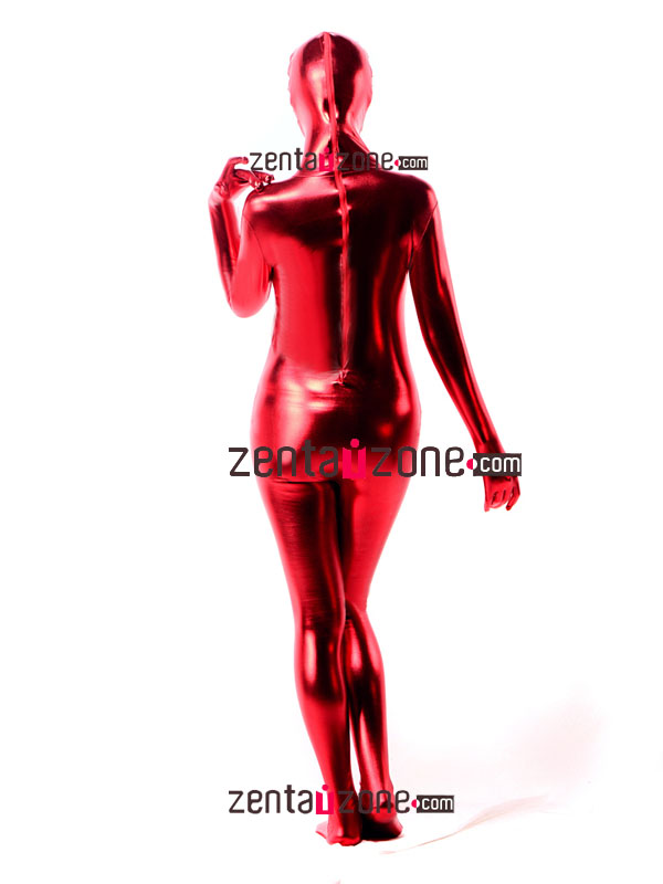 Red Shiny Metallic Zantai Suit With Open Eyes Mouth - Click Image to Close